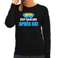 Apres-ski sweater / trui Wintersport Keep calm zwart voor dames - thumbnail