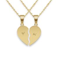 Gebroken hart ketting graveren - Goud