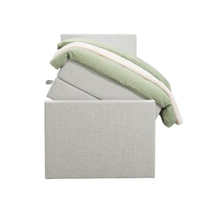 Leen Bakker - Boxspring Met Opbergruimte En Voetbord Liv Egaal - Ecru - 90x200cm - Stof - Crème