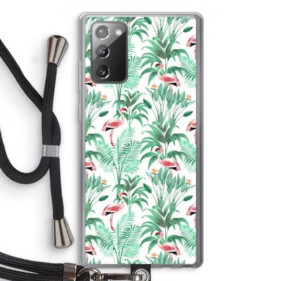 Flamingo bladeren: Samsung Galaxy Note 20 / Note 20 5G Transparant Hoesje met koord