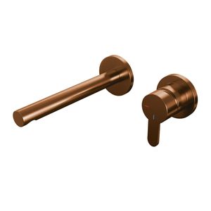 Brauer Copper Edition ColdStart wastafelkraan inbouw rechte uitloop en rozetten model D1 koper geborsteld PVD