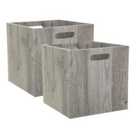 Set van 2x stuks opbergmand/kastmand 29 liter grijs/greywash van hout 31 x 31 x 31 cm - thumbnail