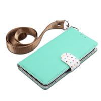Wave Point horizontale Flip lederen draagtas met kaartsleuven & houder & portemonnee & Lanyard voor Galaxy Note 10 (mintgroen)