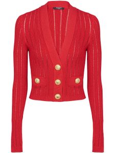 Balmain cardigan crop à col v - Rouge