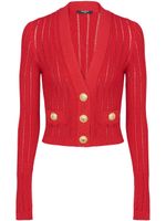 Balmain cardigan crop à col v - Rouge