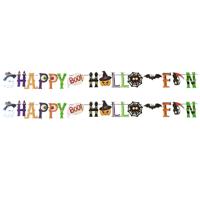 Horror/halloween letterslinger - 2x - Happy Halloween - papier - 250 cm - Feestartikelen/versiering