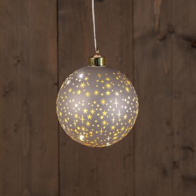 B.O.T. Ball Glass Matt Champagne With Stars 12 cm - Annas collection
