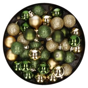 Kleine kerstballen - 40x st - goud/groen - D3 cm - kunststof - kerstversiering