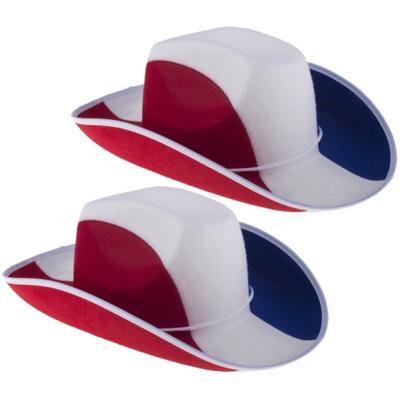 Cowboyhoed Nederland Hollandse vlag kleuren - 2x stuks - supporters hoeden voor volwassenen