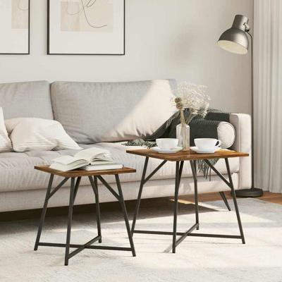 Bijzettafelset 2 pcs Gerookte eik en Zwart 50 x 50 x 50 cm