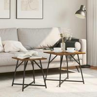 Bijzettafelset 2 pcs Gerookte eik en Zwart 50 x 50 x 50 cm