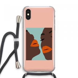 Orange lips: iPhone XS Max Transparant Hoesje met koord