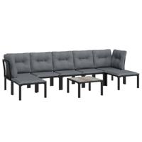 vidaXL 8-delige Loungeset poly rattan zwart en grijs