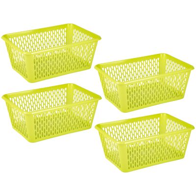 Opbergmand/kastmandje - 4x stuks - 6,5 liter - groen - kunststof - 20 x 30 x 11 cm