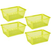 Opbergmand/kastmandje - 4x stuks - 6,5 liter - groen - kunststof - 20 x 30 x 11 cm