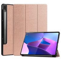 Lunso - Lenovo Tab P12 Pro - Tri-Fold Bookcase hoes - Rose Goud