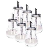 Suikerpot/Strooier - 6x - glas/rvs metaal - transparant/zilver - 7 x 14 cm - luxe uitvoering