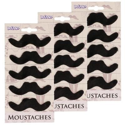 Mexicaanse snorren - 15x st - zwart - nepsnorren - plaksnorren - verkleedaccessoires