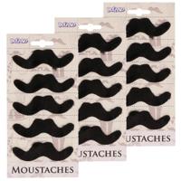 Mexicaanse snorren - 15x st - zwart - nepsnorren - plaksnorren - verkleedaccessoires