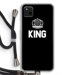 King zwart: Pixel 4a Transparant Hoesje met koord