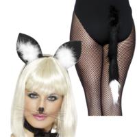 Dieren verkleed accessoires set voor een kat / poes - oren diadeem en staart - voor volwassenen