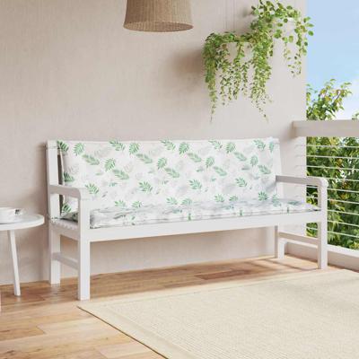 Tuinbankkussens 2 st bladpatroon 150x50x7 cm stof