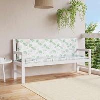 Tuinbankkussens 2 st bladpatroon 150x50x7 cm stof