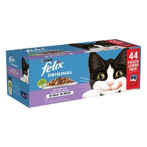 Purina Felix Original Mix Selectie met rund, kip, tonijn, zalm in gelei natvoer kat (44x85g) Per doos (44 x 85 g)