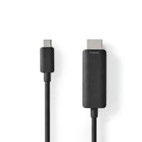 Nedis USB-C™ Adapter | USB 3.2 Gen 1 | USB-C™ Male | HDMI™ Connector | 4K@60Hz | 2.00 m | Rond | Vernikkeld | PVC | Zwart | Label - CCGL64655BK20