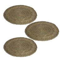Pannenonderzetter - Set van 3x stuks - zeegras - rond - Dia 36 cm - naturel - extra groot - stevig