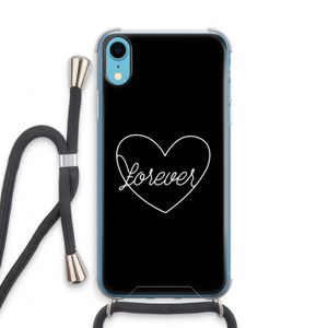 Forever heart black: iPhone XR Transparant Hoesje met koord