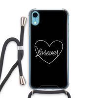 Forever heart black: iPhone XR Transparant Hoesje met koord