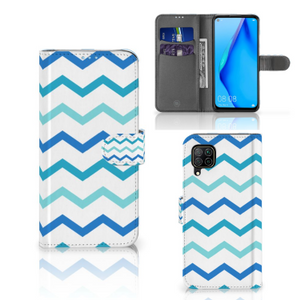 Huawei P40 Lite Telefoon Hoesje Zigzag Blauw