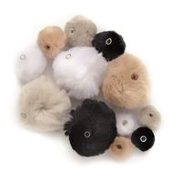 180x knutsel pompons met kunststof ogen wit/zwart/grijs