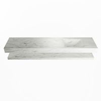 MONDIAZ ALAN-DLUX 200cm planchet Opalo. Vrijhangende wastafel CLOUD rechts zonder kraangat, kleur Opalo.