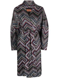 Missoni manteau ceinturé Zigzag à sequins - Vert