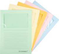 Q-CONNECT L-map met venster, 120 g/m², A4, pak van 100 stuks, lichte geassorteerde kleuren
