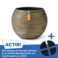 Vaas Bol Rib 12x10 Zwart Goud