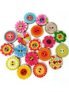 100Pcs Multi-Color Wooden Buttons Round Sewing Buttons For DIY Craft Bag Hat Clothes Decoration 20mm