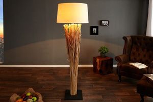 Design drijfhout vloerlamp EUPHORIA 180cm naturel met linnen kap - 20697