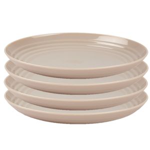 Rond bord/camping bord - 4x - D22 cm - beige - kunststof - onbreekbaar