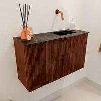 Toiletmeubel Mondiaz Joya Dlux | 70 cm | Meubelkleur Ruby | Faye wastafel Lava Wasbak Rechts | Zonder kraangat(en)