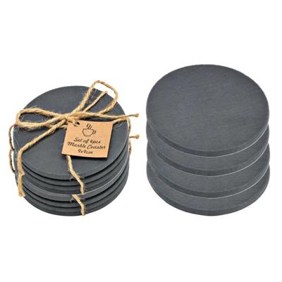 Onderzetters voor glazen - 8x stuks - rond - Leisteen - 10 x 0.8 cm