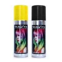 Set van 2x kleuren haarverf/haarspray van 125 ml - Zwart en Geel - thumbnail