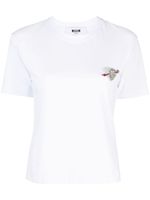 MSGM t-shirt en coton à détail appliqué - Blanc - thumbnail