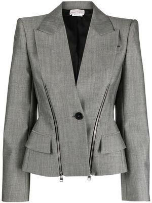 Alexander McQueen blazer en laine à détail de zips - Noir