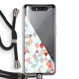 Gekleurde driehoekjes pastel: Samsung Galaxy A80 Transparant Hoesje met koord