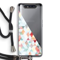 Gekleurde driehoekjes pastel: Samsung Galaxy A80 Transparant Hoesje met koord