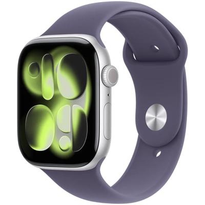 Apple Watch Series 11 GPS 46mm Silver Aluminium Case met Purple Fog Sport Band - M/L Smartwatch Zilver Apple Watch Series 11 GPS 46mm Silver Aluminium Case met Purple Fog Sport Band - M/L Smartwatch Zilver
