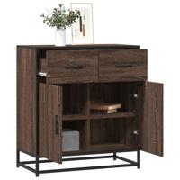Dressoir 68x35x76 cm bewerkt hout en metaal bruin eikenkleur
